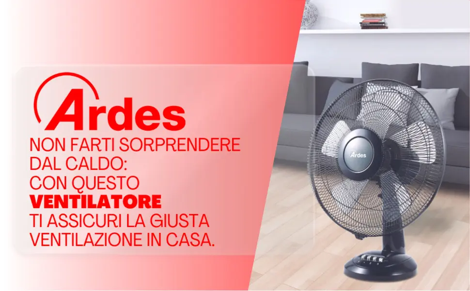 Ardes - AR5S41 Ventilateur de table 40 cm 5 pales Oscillant — contenu détaillé 1