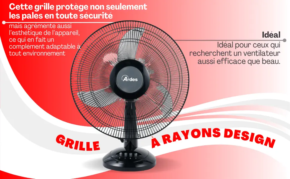 Ardes - AR5S41 Ventilateur de table 40 cm 5 pales Oscillant — contenu détaillé 2