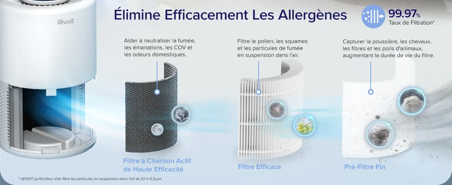 LEVOIT Purificateur d'Air Chambre Silencieux, Élimine 99.97% des — contenu détaillé 5
