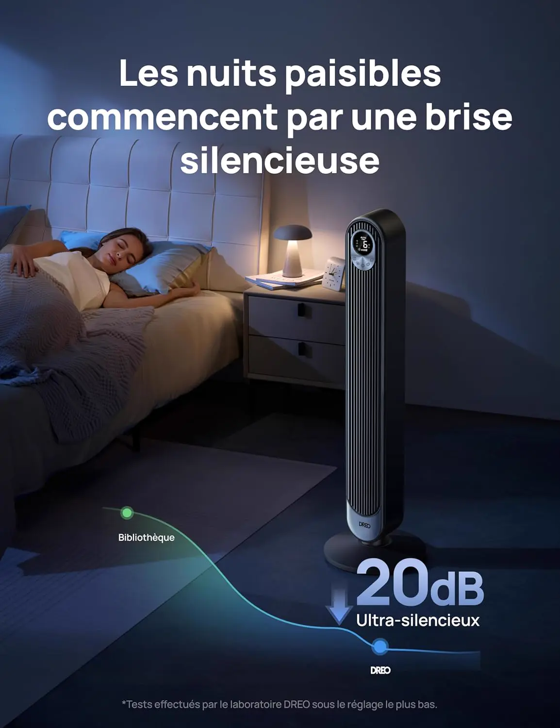 DREO Ventilateur Colonne Silencieux, Puissant Vitesse 8,53 m/s, vue 3