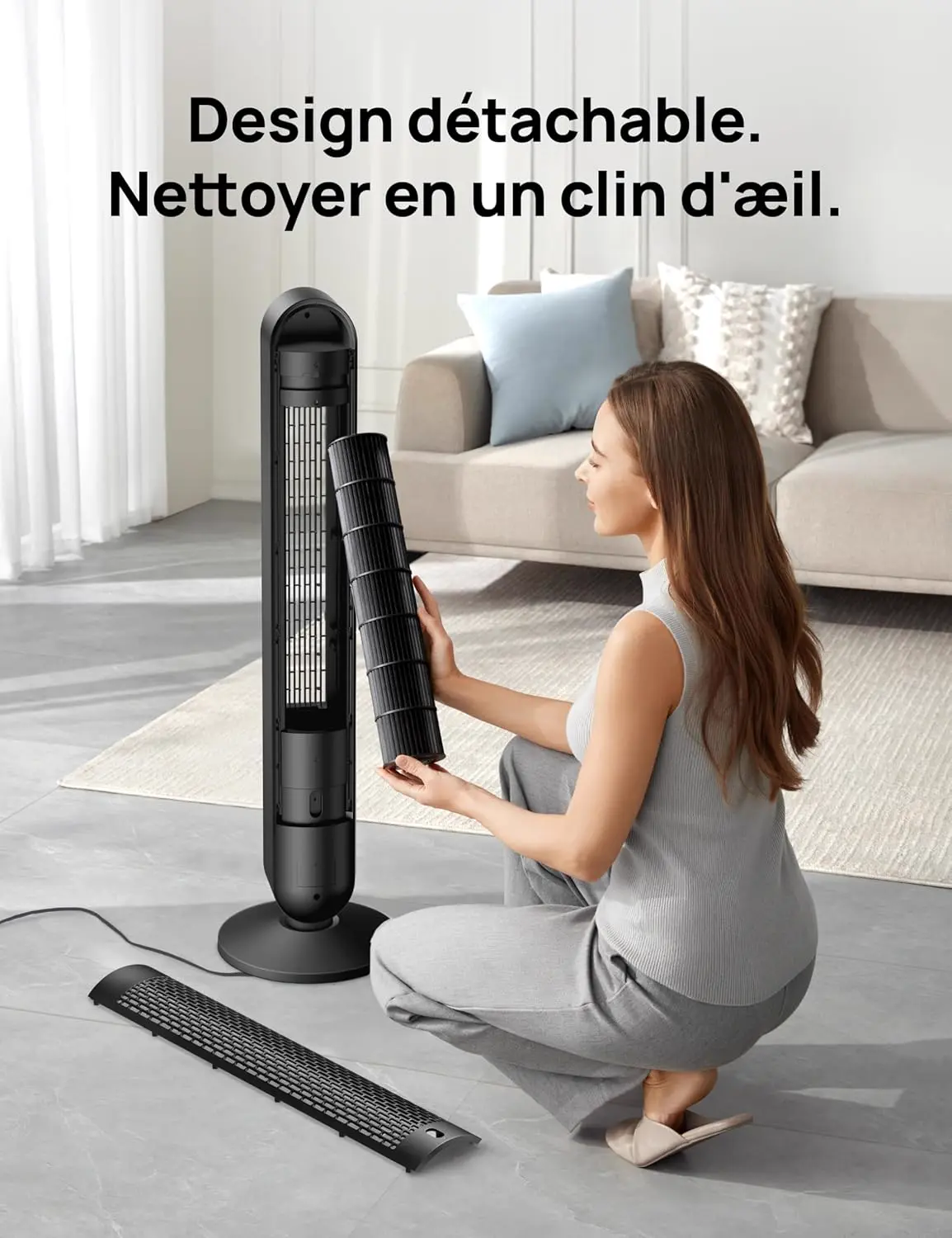 DREO Ventilateur Colonne Silencieux, Puissant Vitesse 8,53 m/s, vue 6