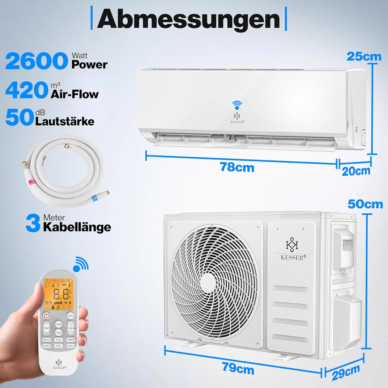 KESSER® Climatiseur SET Split – Wi-Fi/application – vue 6