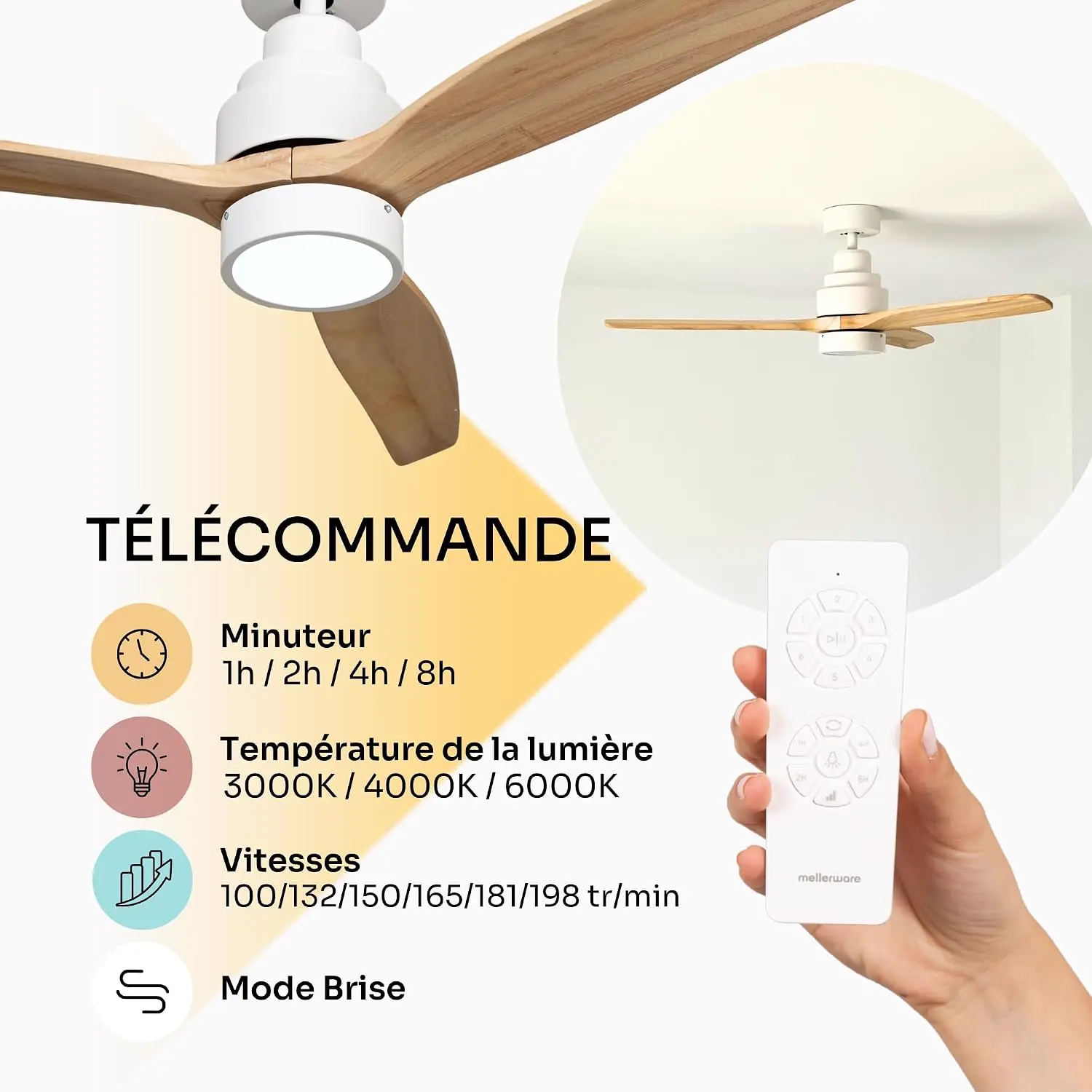 Mellerware - Ventilateur de plafond avec télécommande Brizy! vue 5