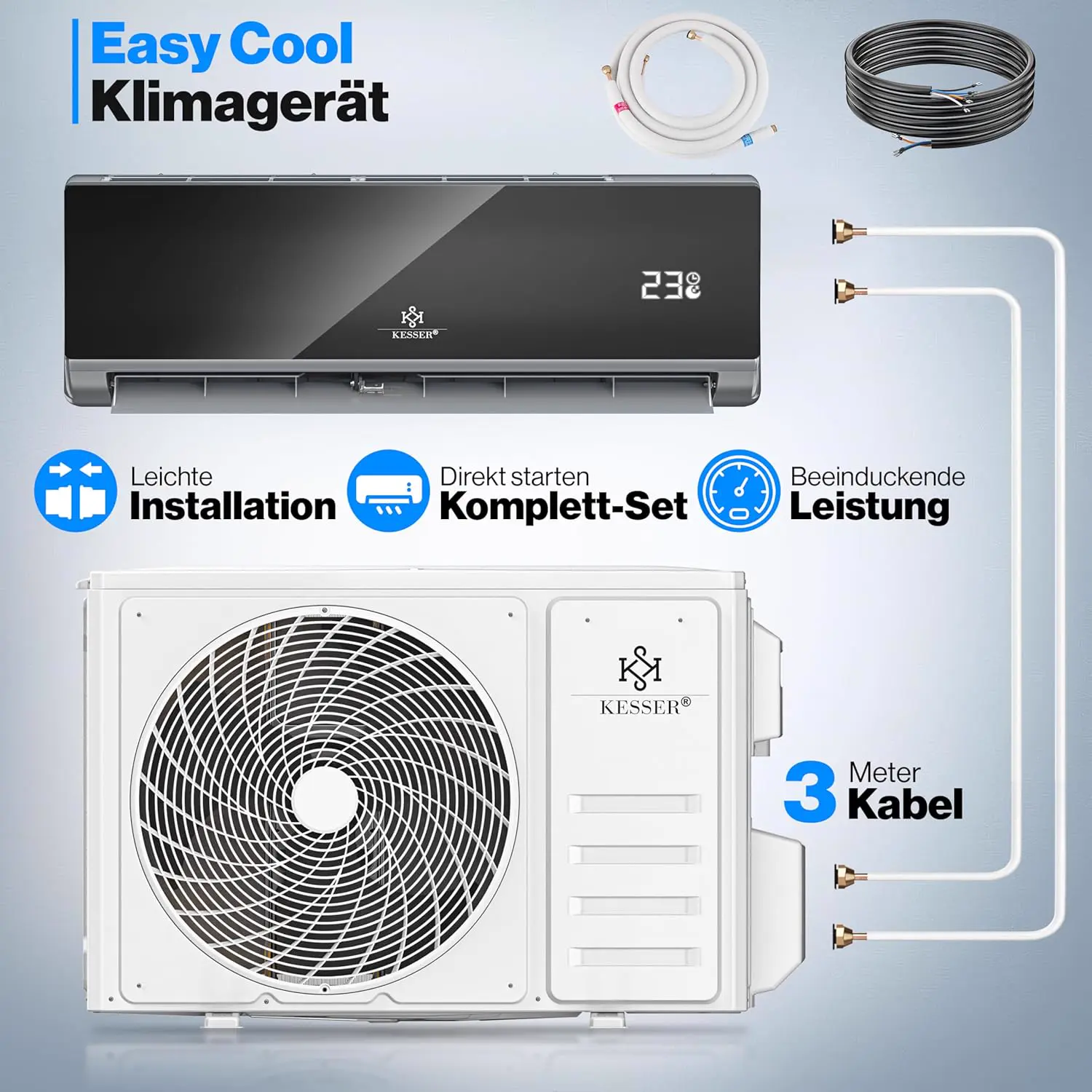 Climatiseur KESSER® SET Split – Wi-Fi/application – vue 2