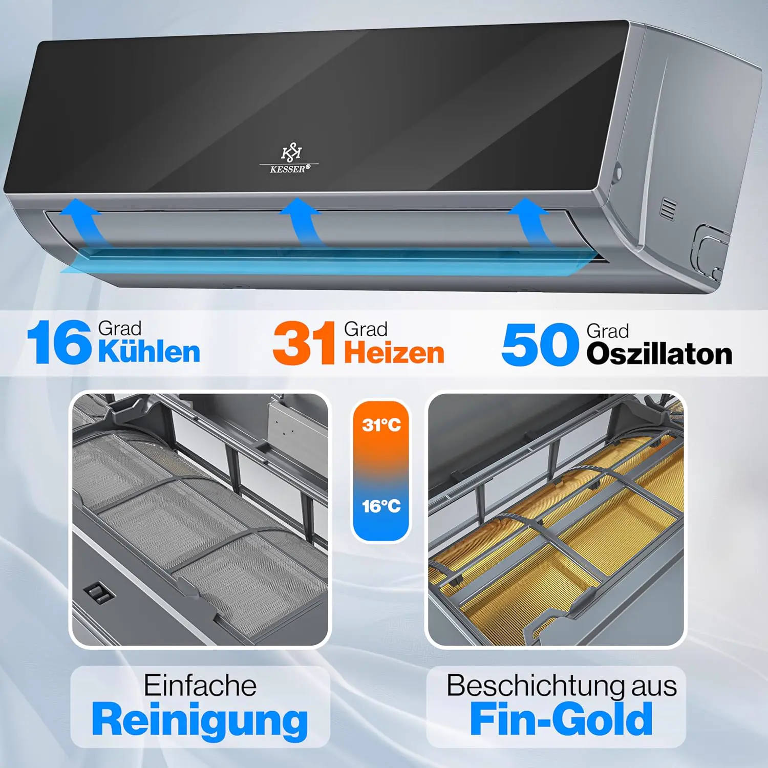 Climatiseur KESSER® SET Split – Wi-Fi/application – vue 3