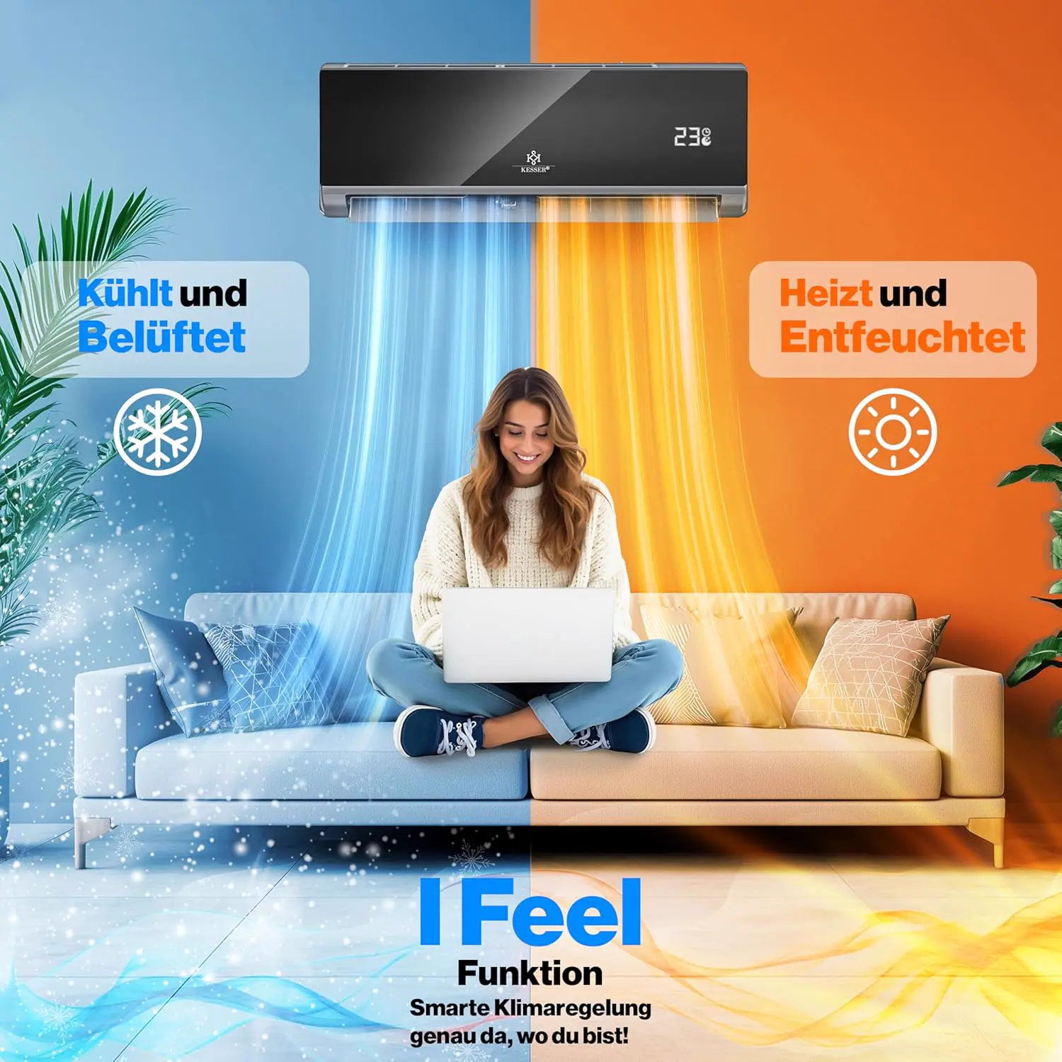 Climatiseur KESSER® SET Split – Wi-Fi/application – vue 4