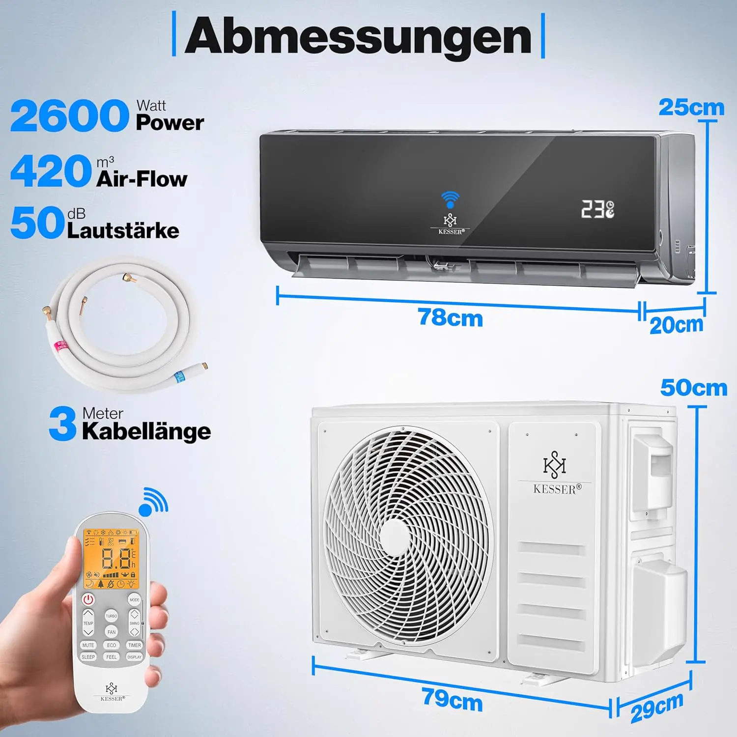Climatiseur KESSER® SET Split – Wi-Fi/application – vue 6