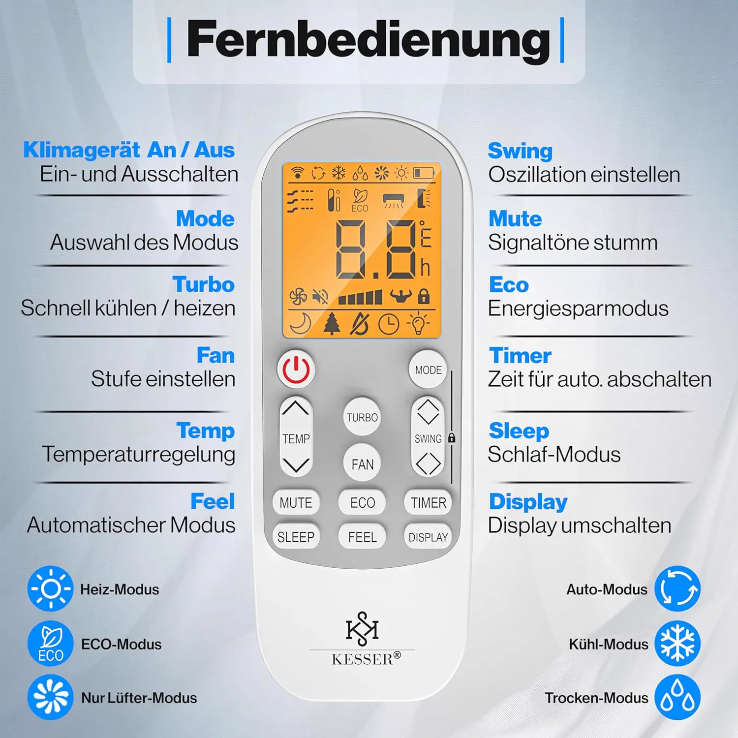 Climatiseur KESSER® SET Split – Wi-Fi/application – vue 8
