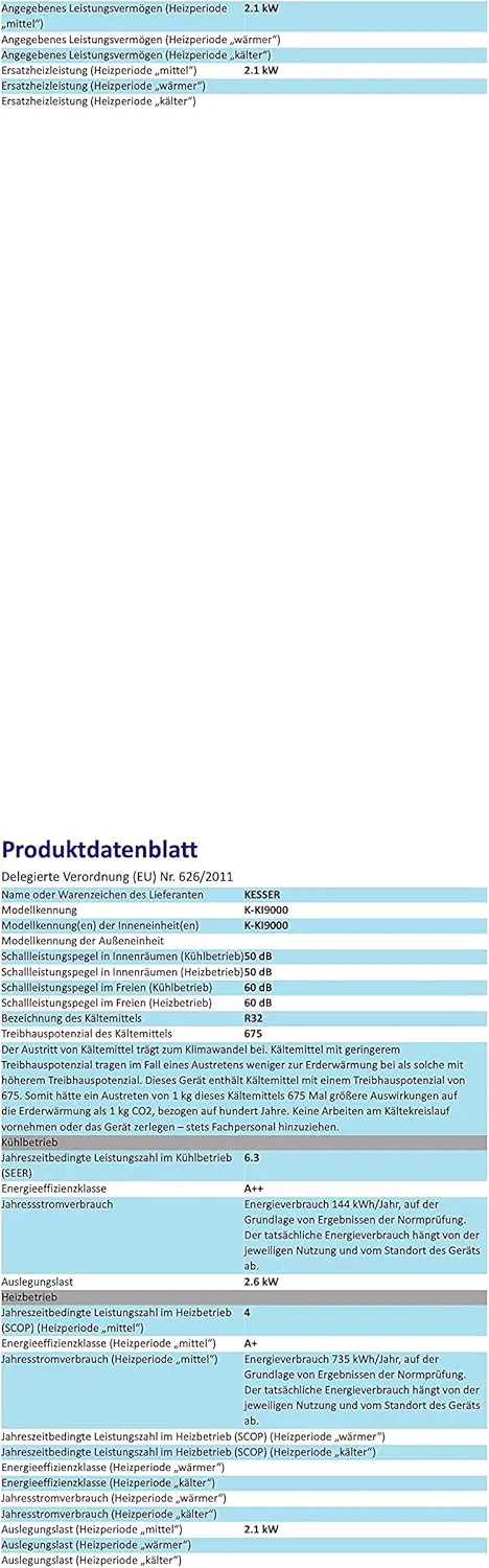 Climatiseur KESSER® SET Split – Wi-Fi/application – vue 9