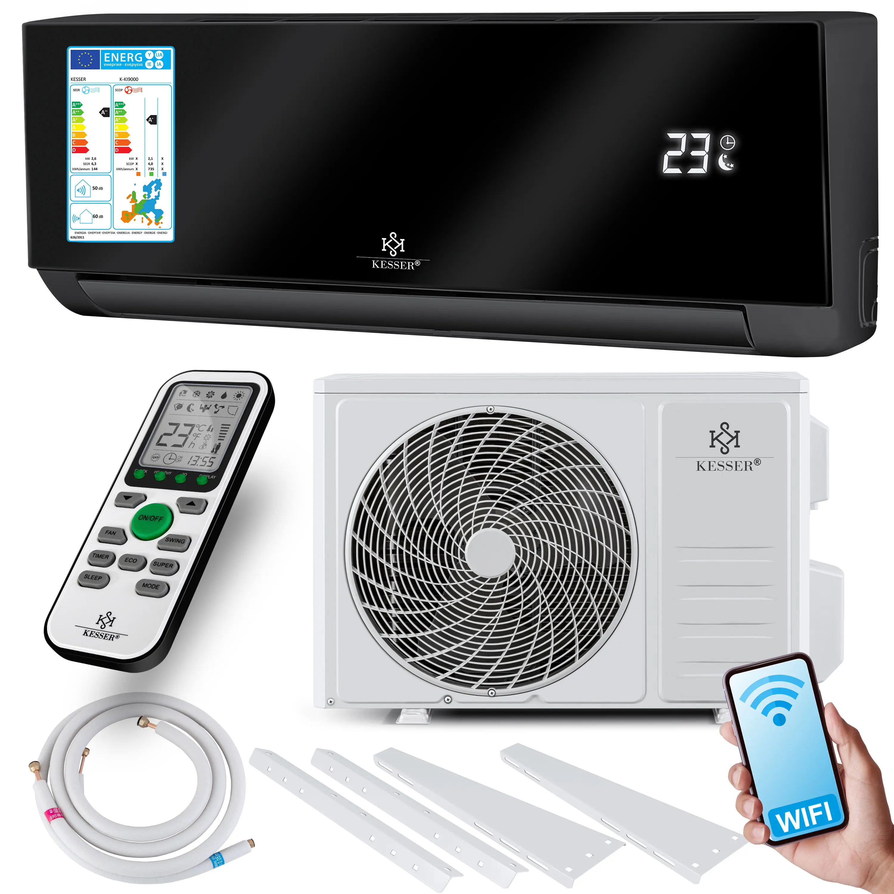 Climatiseur KESSER® SET Split – Wi-Fi/application – — contenu détaillé 4