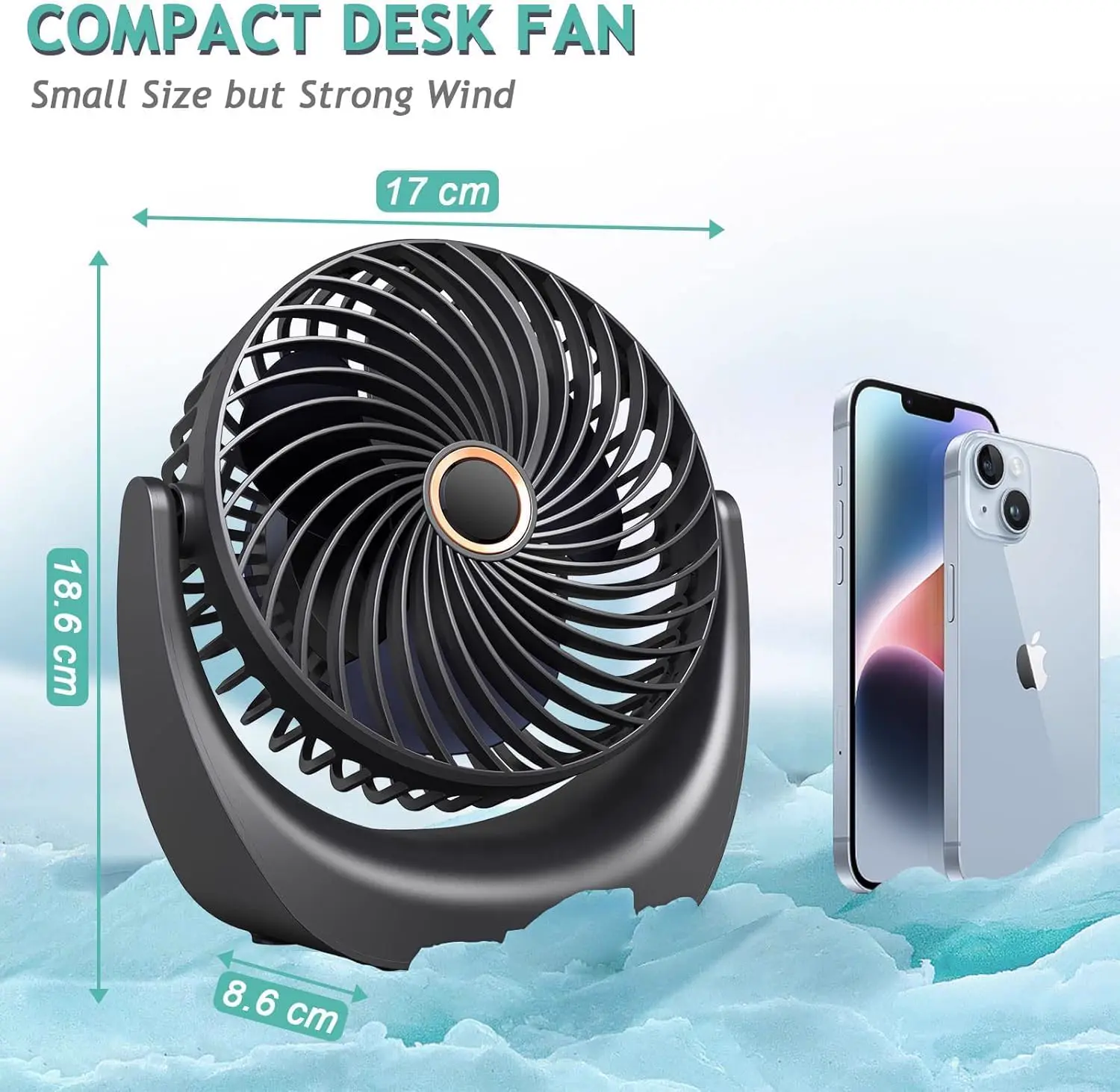 Ventilateur bureau silencieux usb avec Rechargeable Batterie vue 4