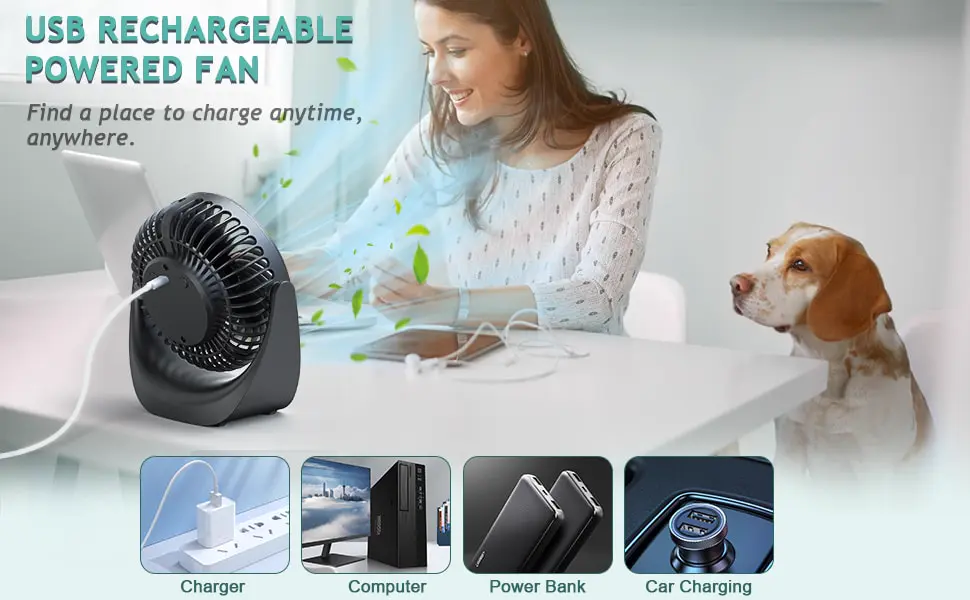 Ventilateur bureau silencieux usb avec Rechargeable Batterie — contenu détaillé 11