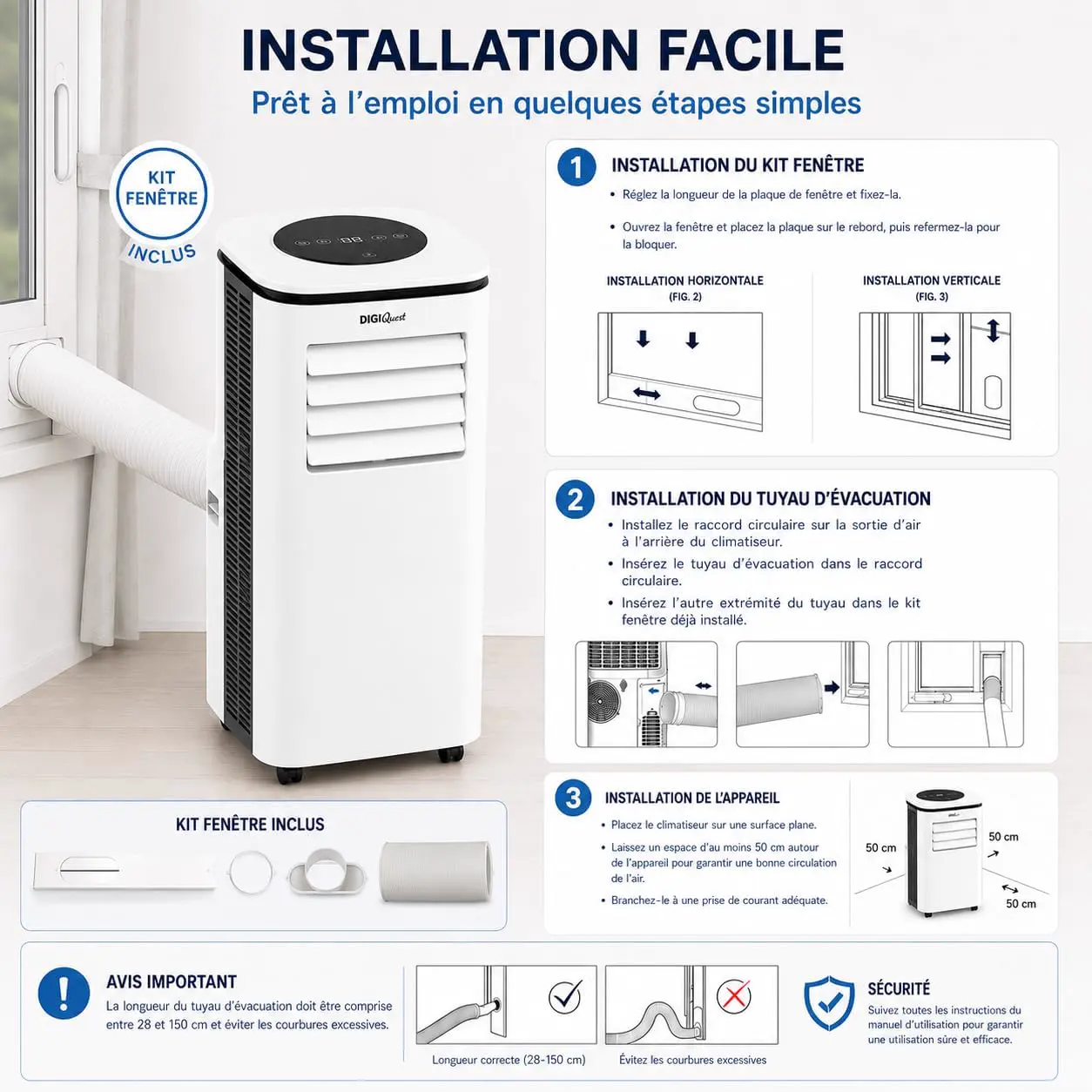 Climatiseur portable confortable 9000 BTU R290 vue 2