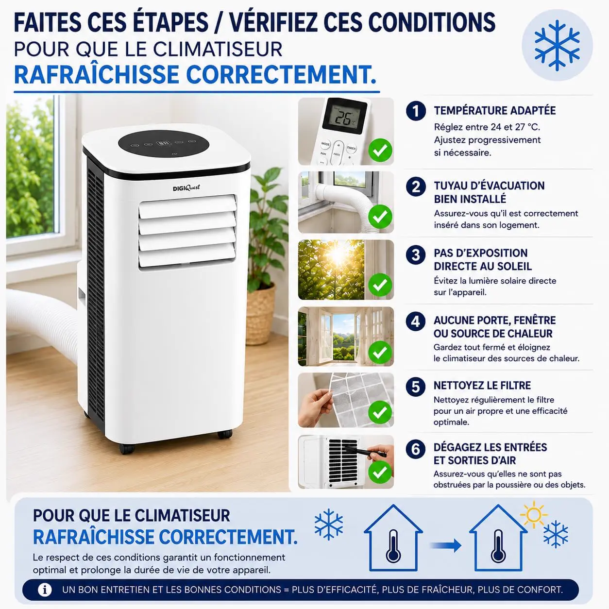 Climatiseur portable confortable 9000 BTU R290 vue 4