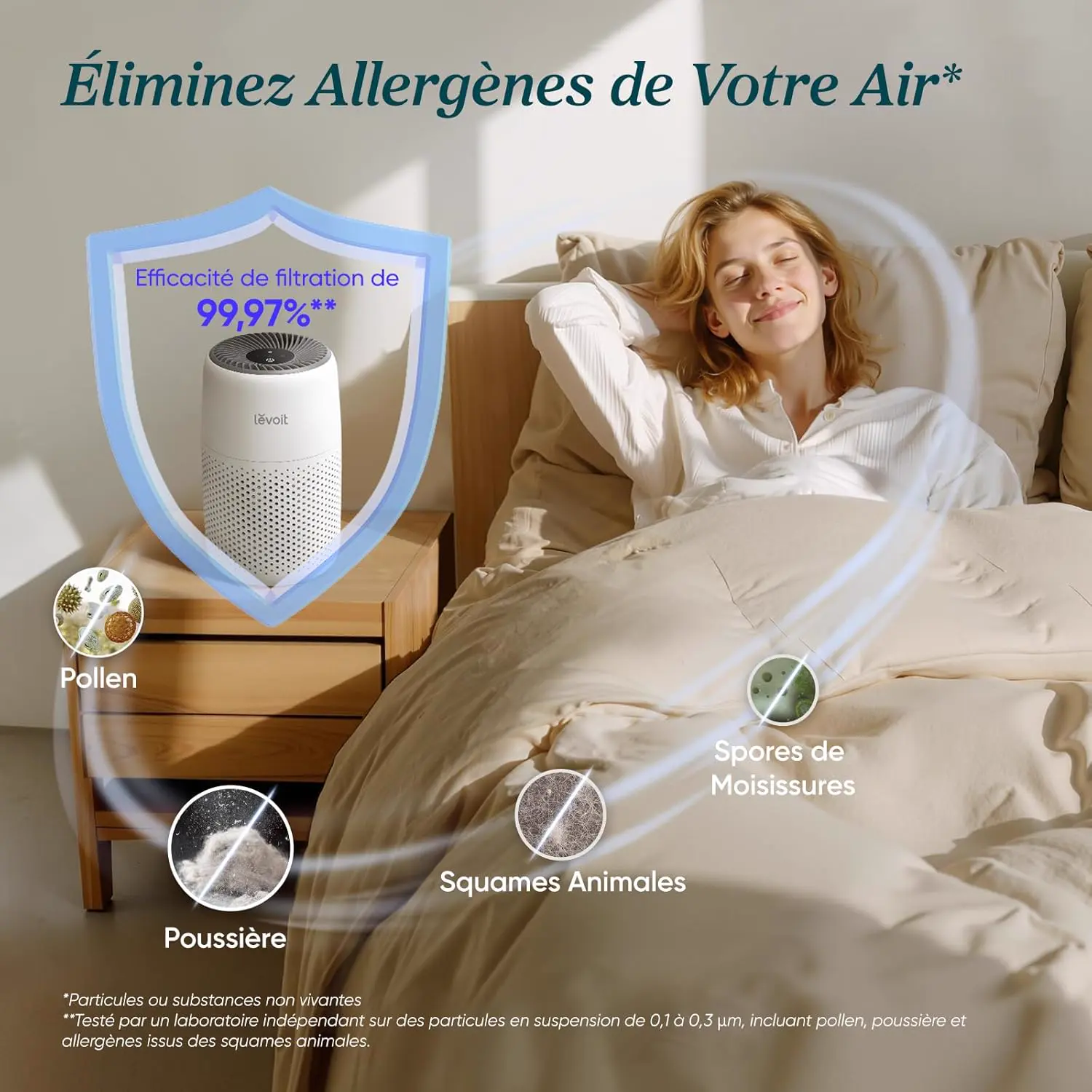 LEVOIT Purificateur d'Air Chambre, Filtration Efficace contre vue 3