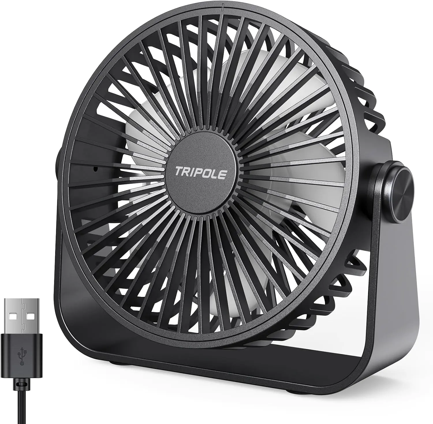 TriPole Ventilateur USB de Bureau, Mini Ventilateur Silencieux 3