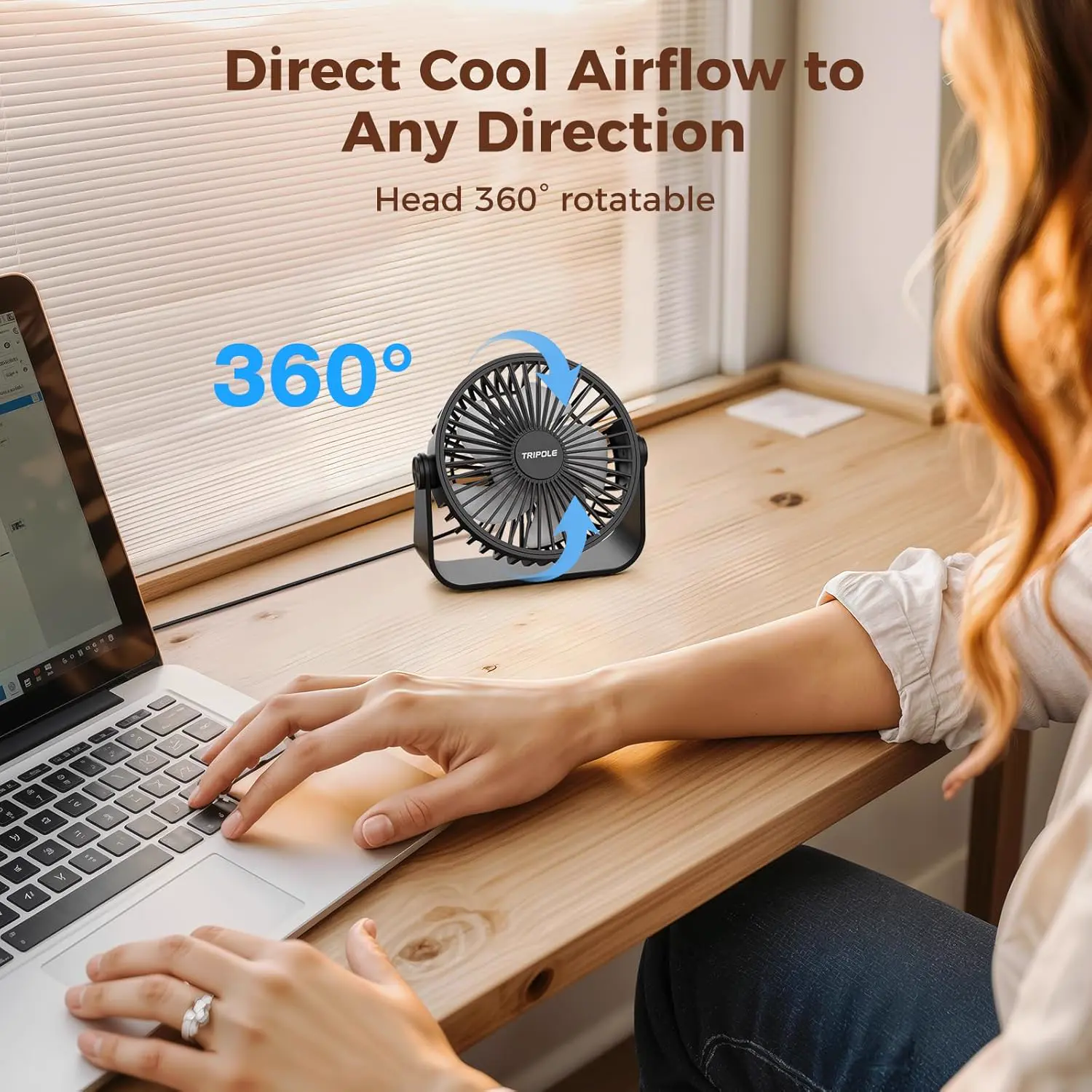 TriPole Ventilateur USB de Bureau, Mini Ventilateur Silencieux 3 vue 5