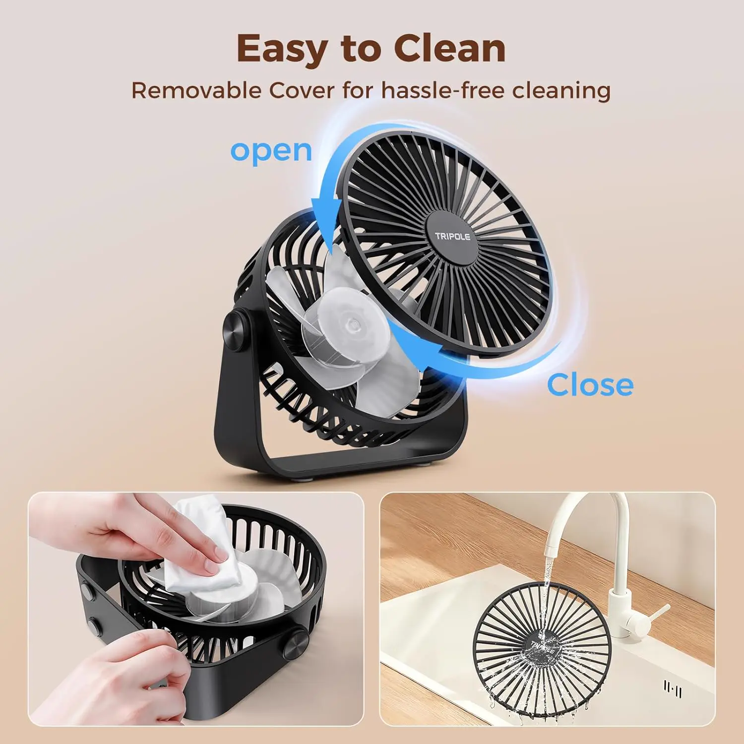 TriPole Ventilateur USB de Bureau, Mini Ventilateur Silencieux 3 vue 7