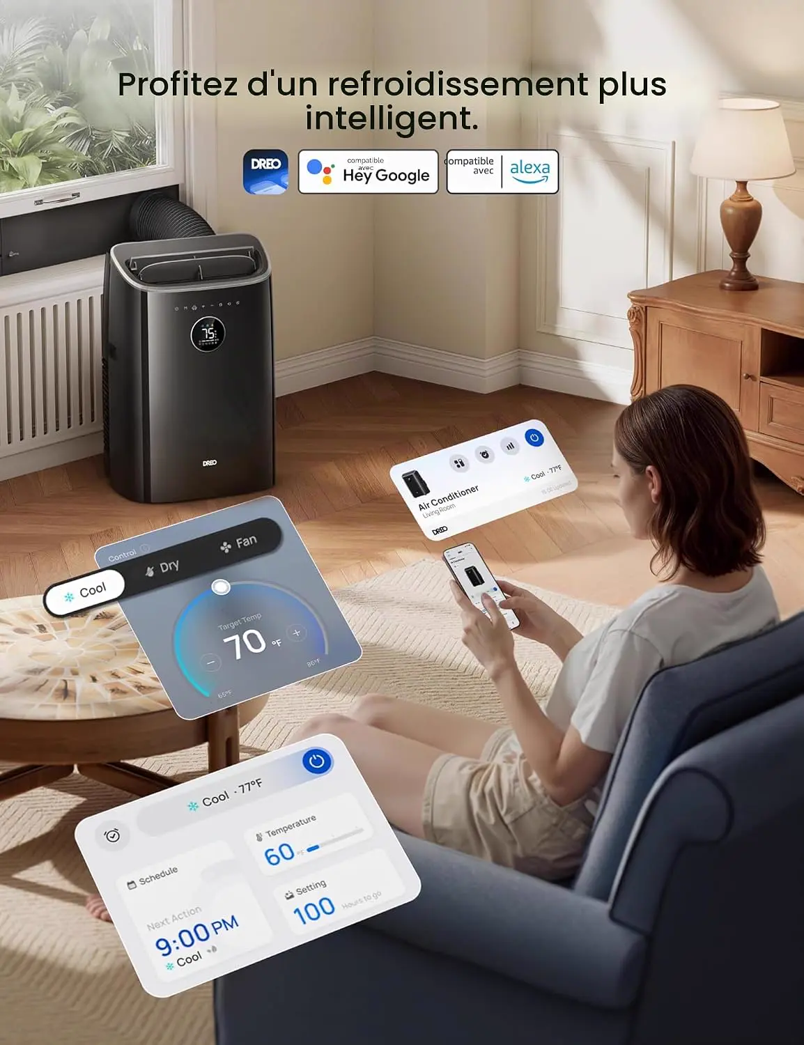 Produit DREO climatiseur mobile 7500 BTU 3-en-1 refroidissemen… vue 8