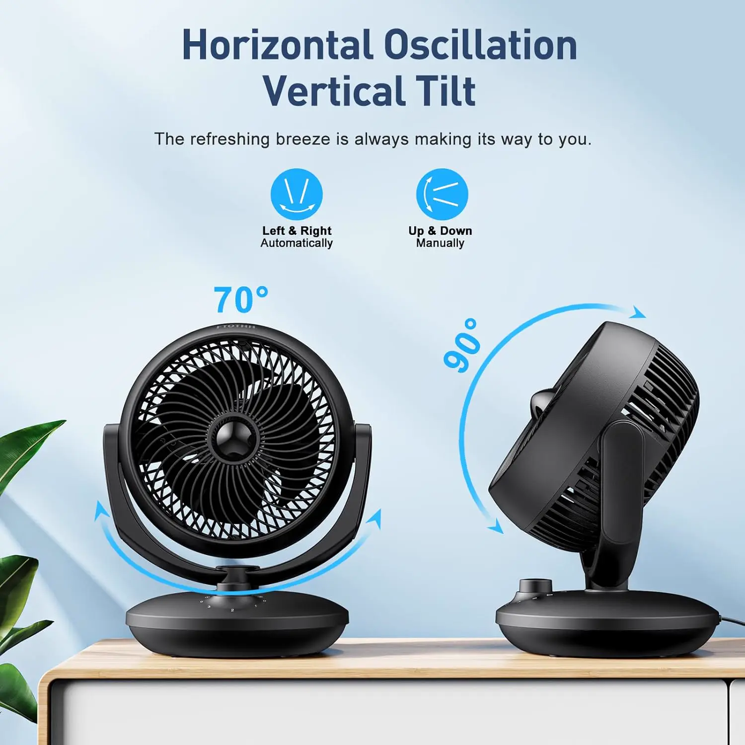 FTOTHH Ventilateur Silencieux Ultra Puissant,22dB Portable & vue 3