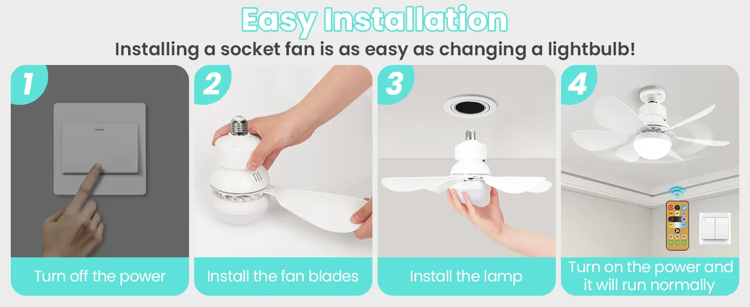 Ventilateur de Plafond avec Lumière et Telecommande,30W Lampe — contenu détaillé 7