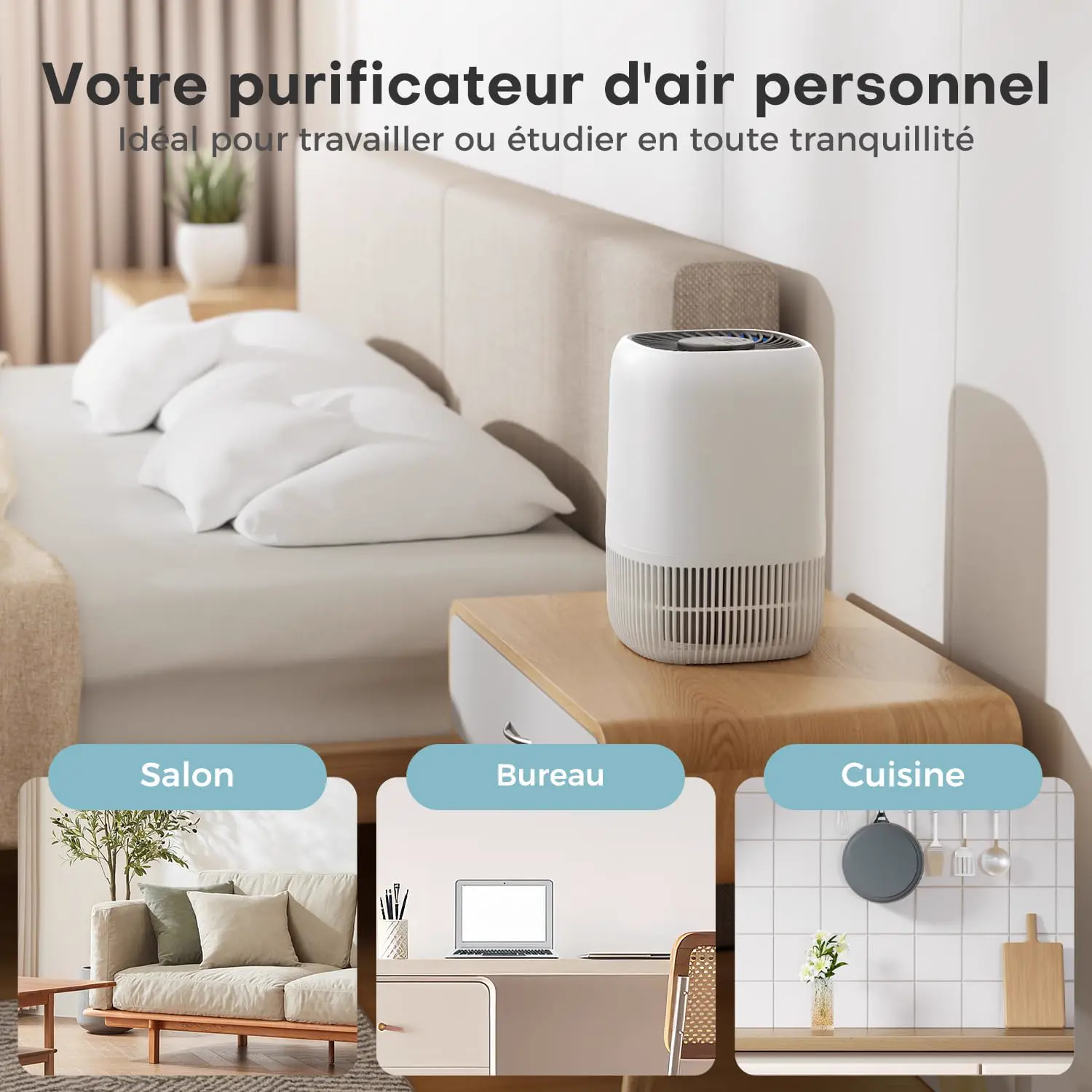 AROEVE Purificateur d'Air avec Filtre HEPA H13 à 3 Étages, Pour vue 2