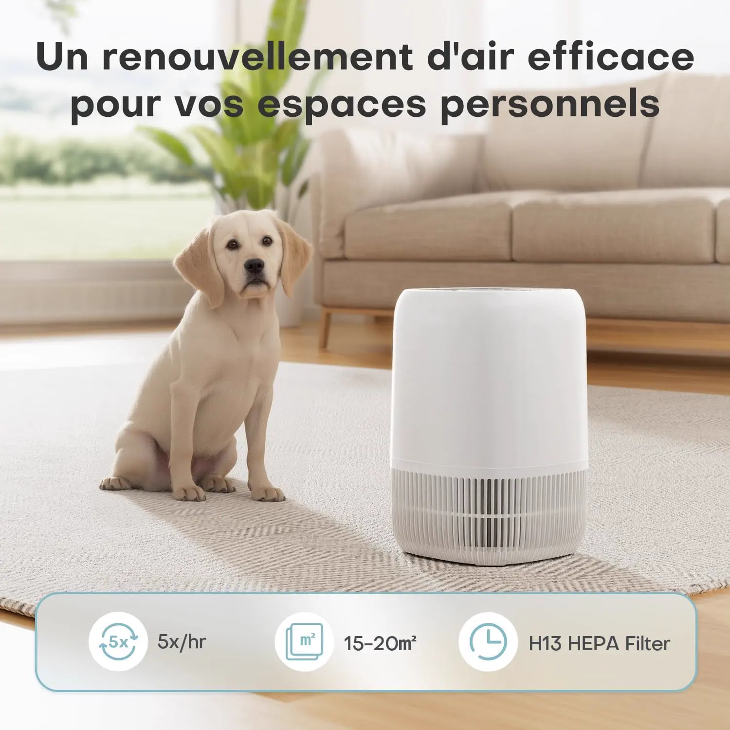 AROEVE Purificateur d'Air avec Filtre HEPA H13 à 3 Étages, Pour vue 5