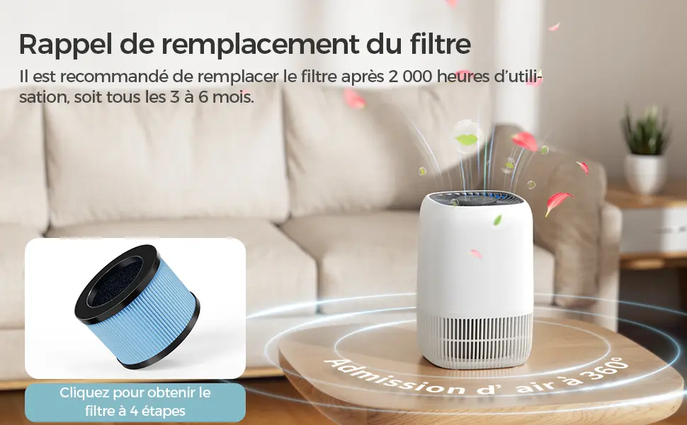 AROEVE Purificateur d'Air avec Filtre HEPA H13 à 3 Étages, Pour — contenu détaillé 4