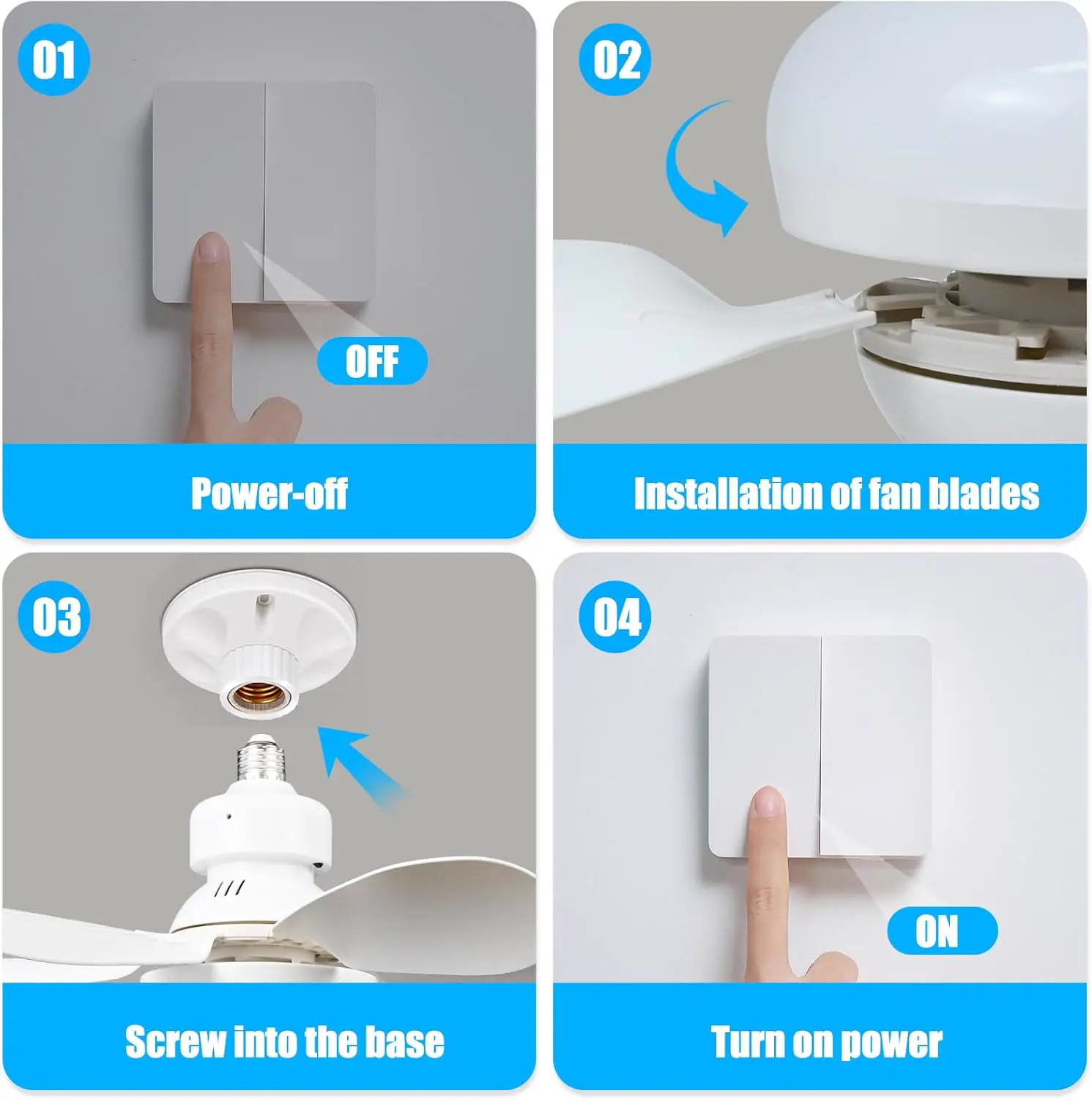 Ulikey Ventilateur de Plafond avec Lumière, 40W Ventilateur avec vue 4