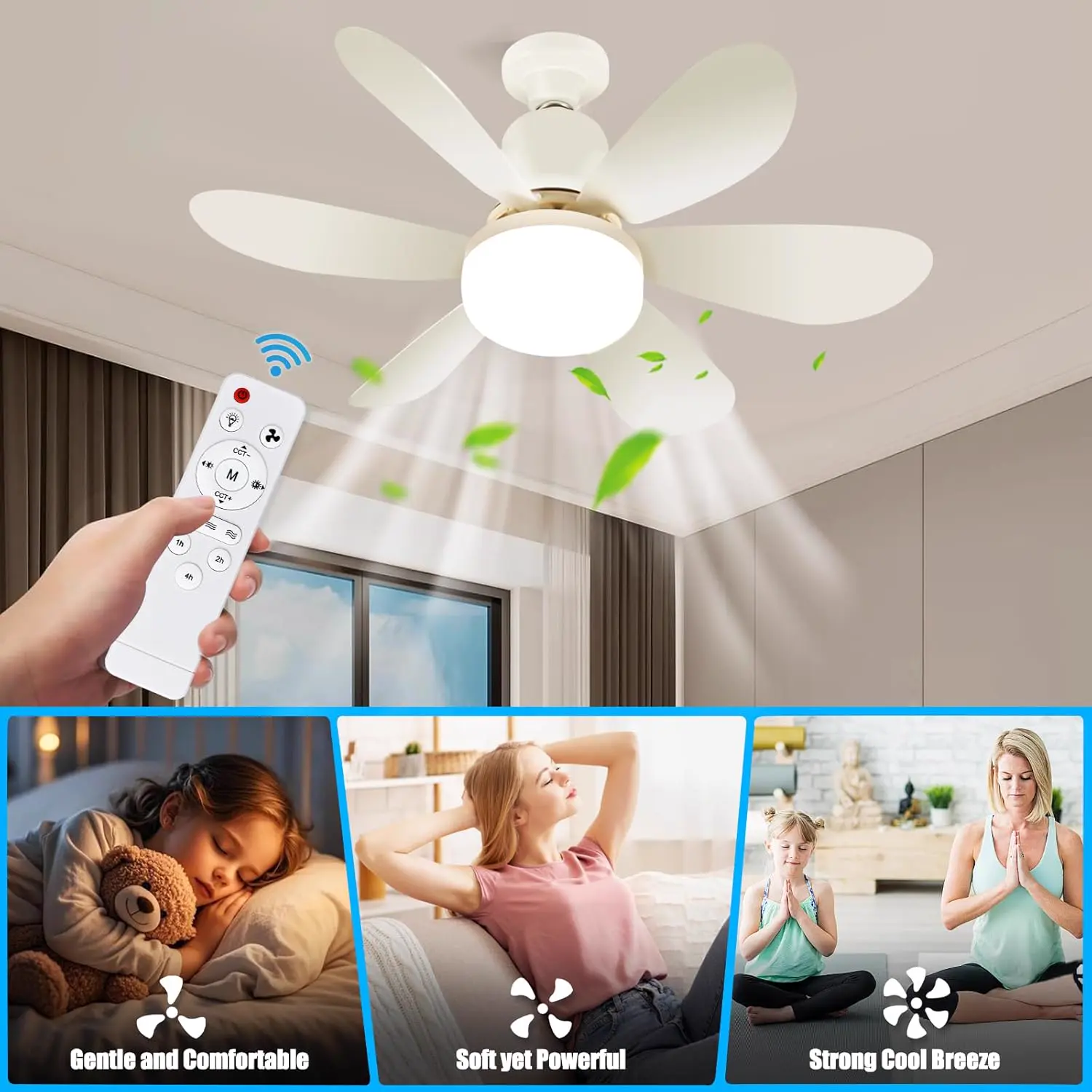 Ulikey Ventilateur de Plafond avec Lumière, 40W Ventilateur avec vue 5