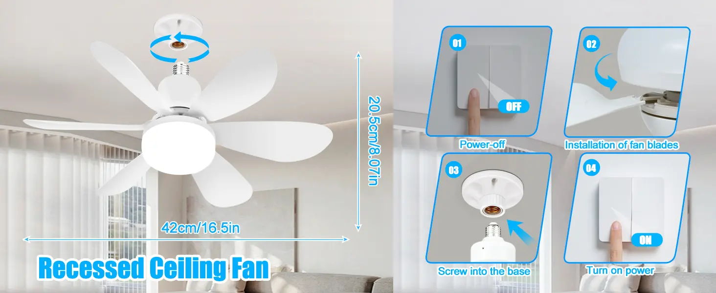 Ulikey Ventilateur de Plafond avec Lumière, 40W Ventilateur avec — contenu détaillé 2