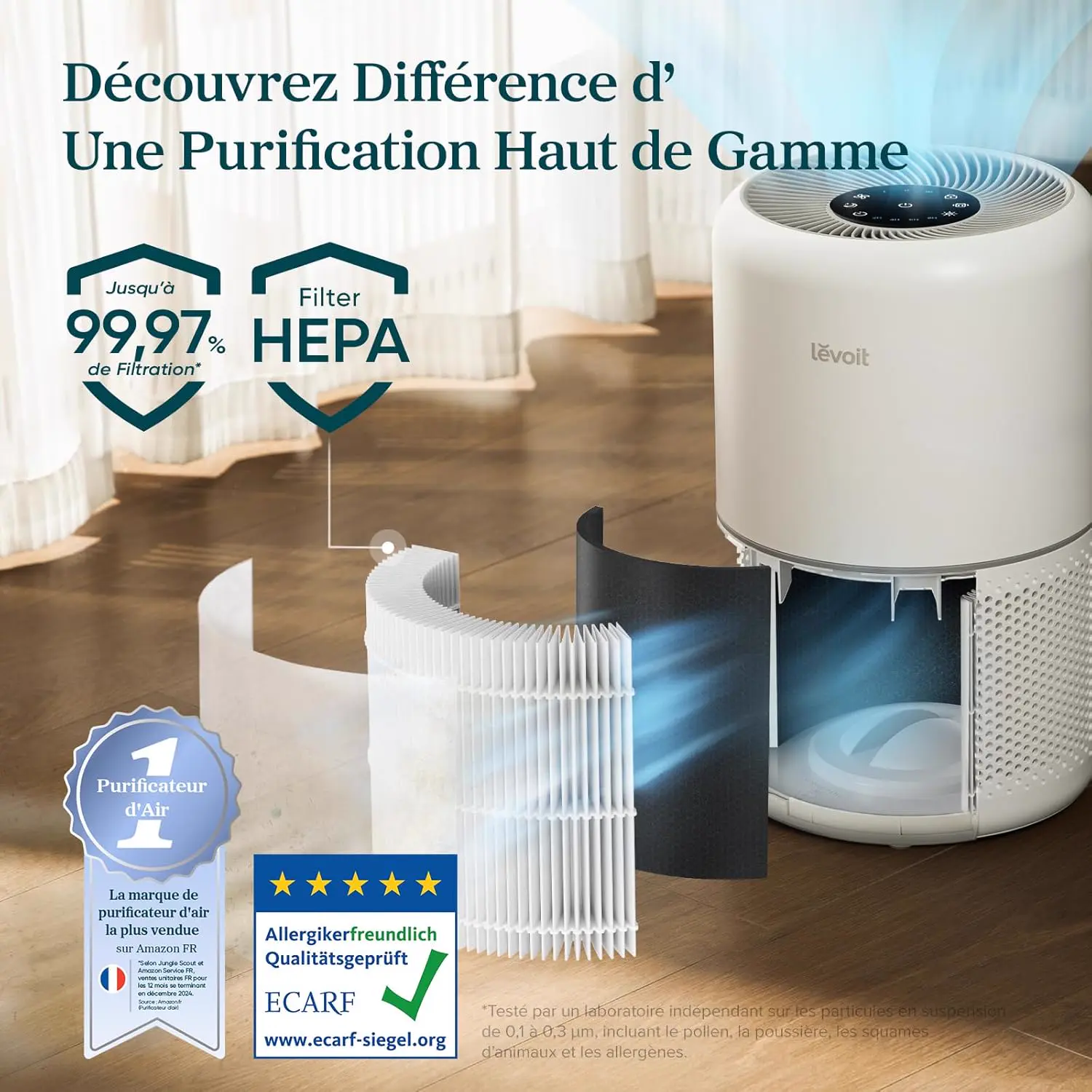 LEVOIT Purificateur d'Air HEPA Intelligent contre Allergie vue 3