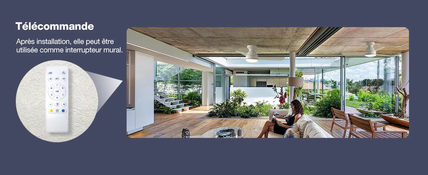 Passky Ventilateur de plafond avec lumière silencieux 107cm, — contenu détaillé 3