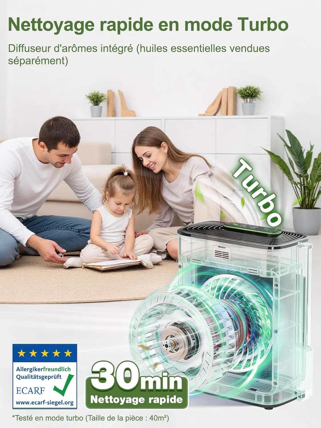 KNKA Purificateur d'air, CADR 300 m³/h, jusqu'à 80 m², vue 6