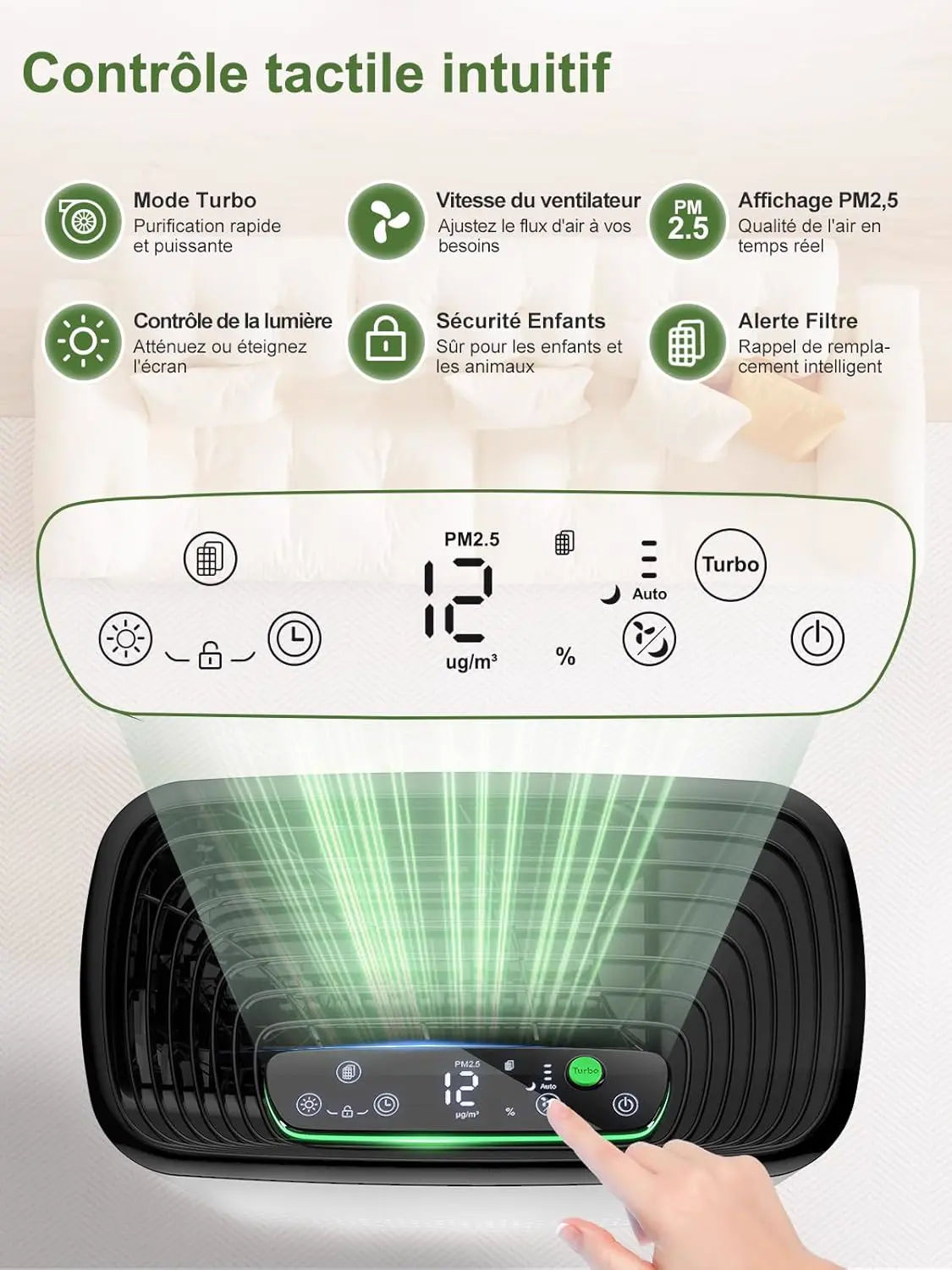 KNKA Purificateur d'air, CADR 300 m³/h, jusqu'à 80 m², vue 7