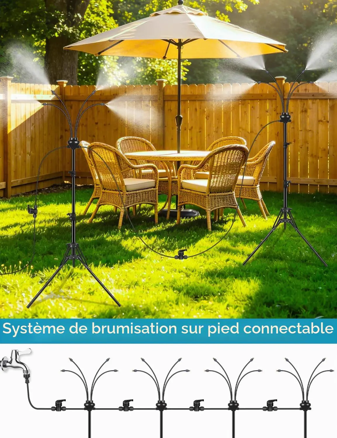 Brumisateurs debout pour terrasse extérieure, système de vue 5