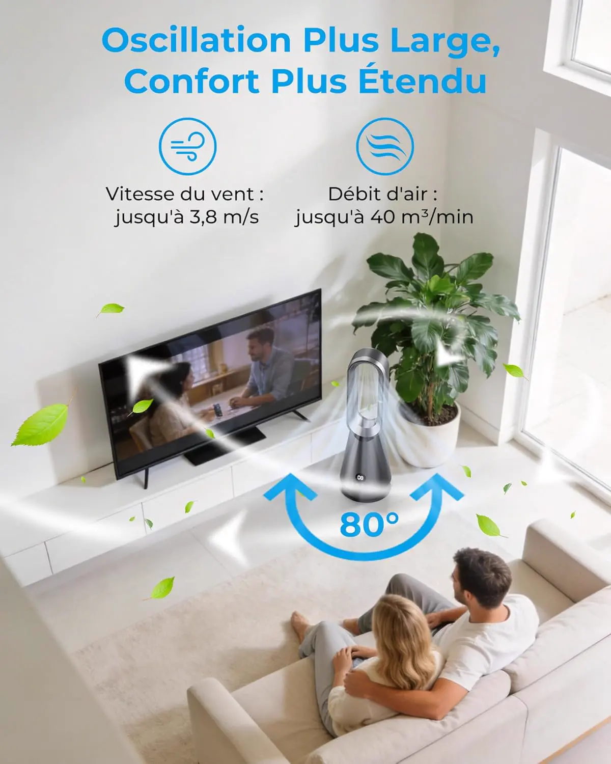 Ventilateur Colonne Silencieux Sans Pales,Ventilateurs Tour avec vue 4