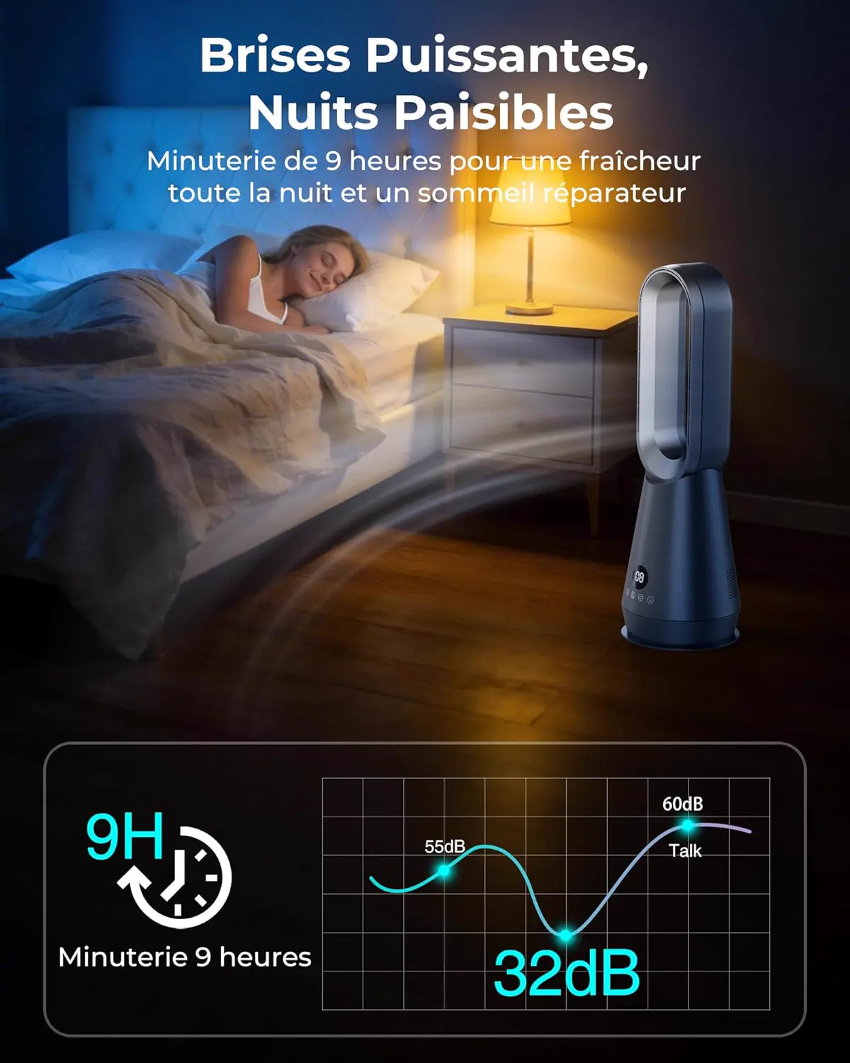 Ventilateur Colonne Silencieux Sans Pales,Ventilateurs Tour avec vue 5