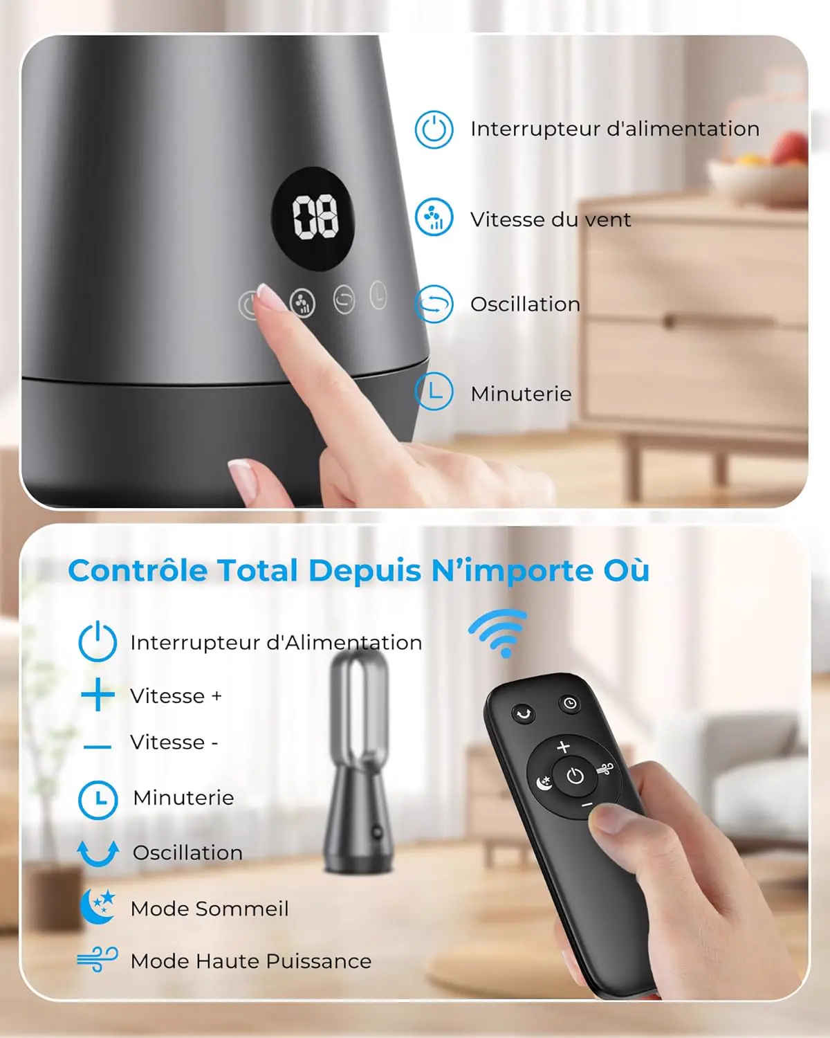 Ventilateur Colonne Silencieux Sans Pales,Ventilateurs Tour avec vue 7