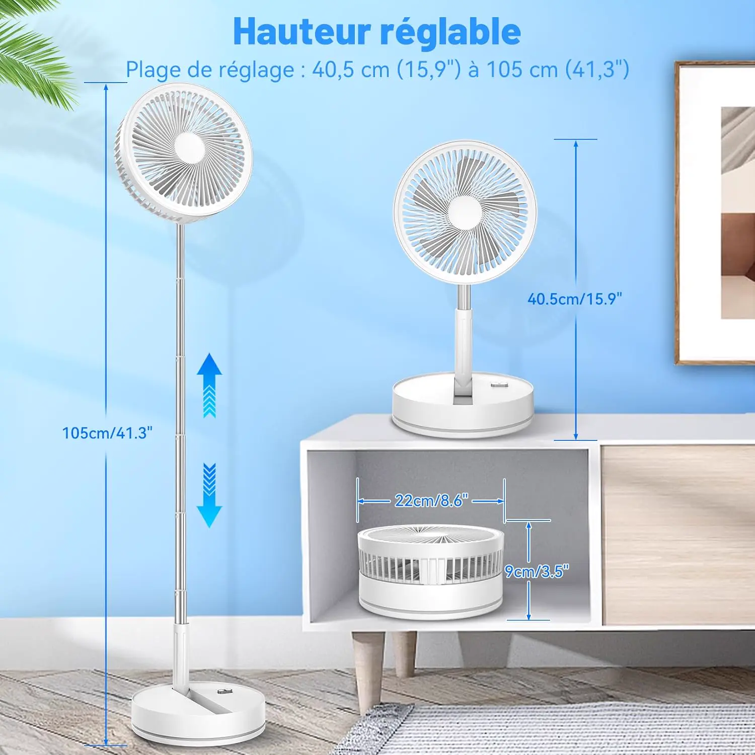 Oscillant Ventilateur sur Pied Silencieux avec Télécommande, vue 4