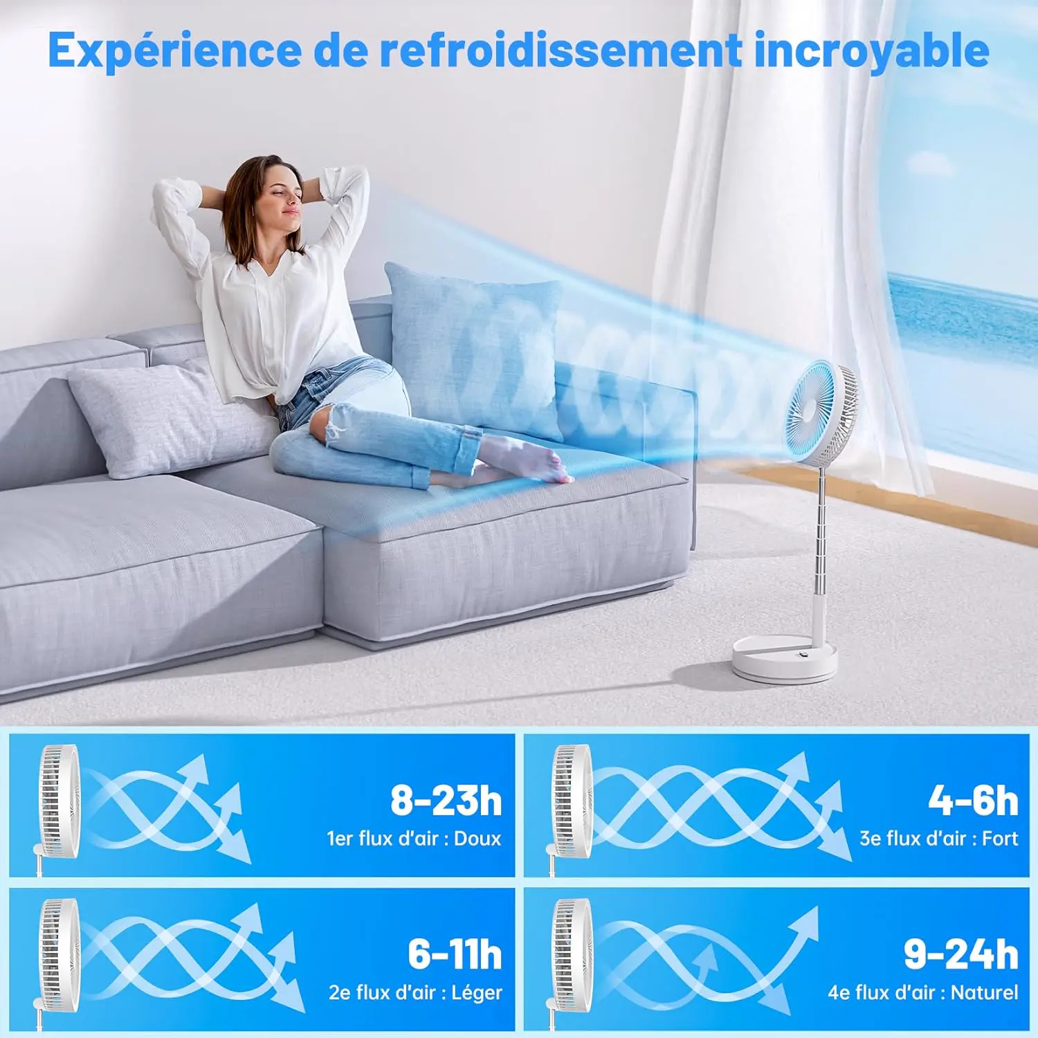 Oscillant Ventilateur sur Pied Silencieux avec Télécommande, vue 6