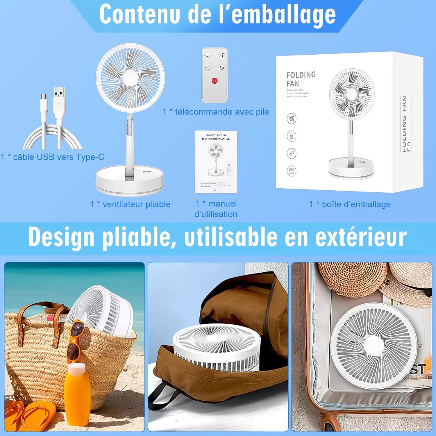 Oscillant Ventilateur sur Pied Silencieux avec Télécommande, vue 7