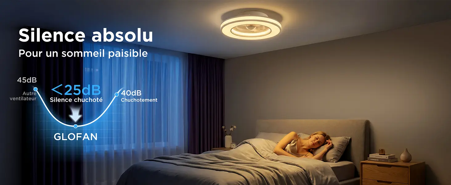 Ventilateur Plafond avec Lumiere et Telecommande Ø42 cm, — contenu détaillé 4