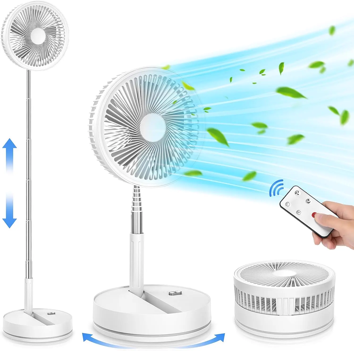 Ventilateur sur Pied Portable Silencieux avec Télécommande, 8.6"
