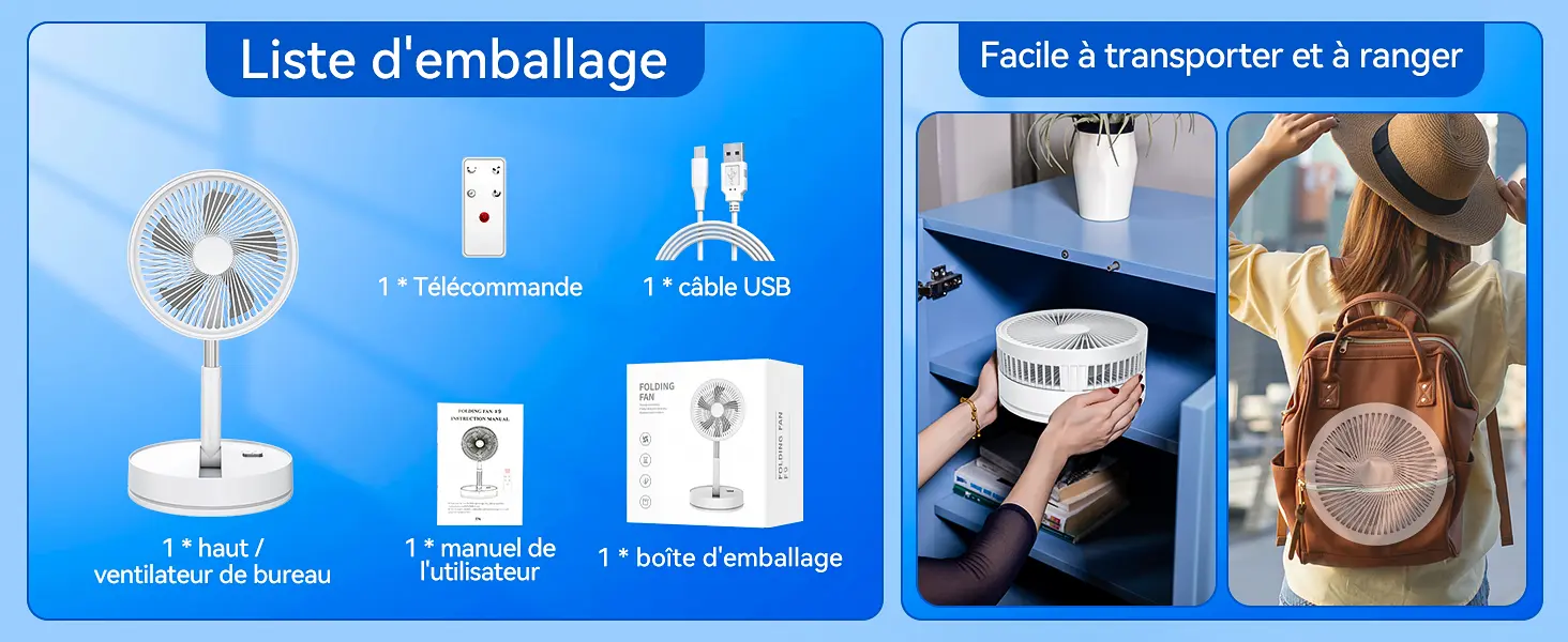 Ventilateur sur Pied Portable Silencieux avec Télécommande, 8.6" — contenu détaillé 16