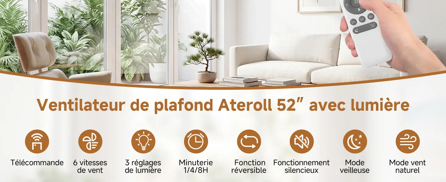 Ateroll Ventilateur Plafond Silencieux, Ventilo Plafond Avec — contenu détaillé 2