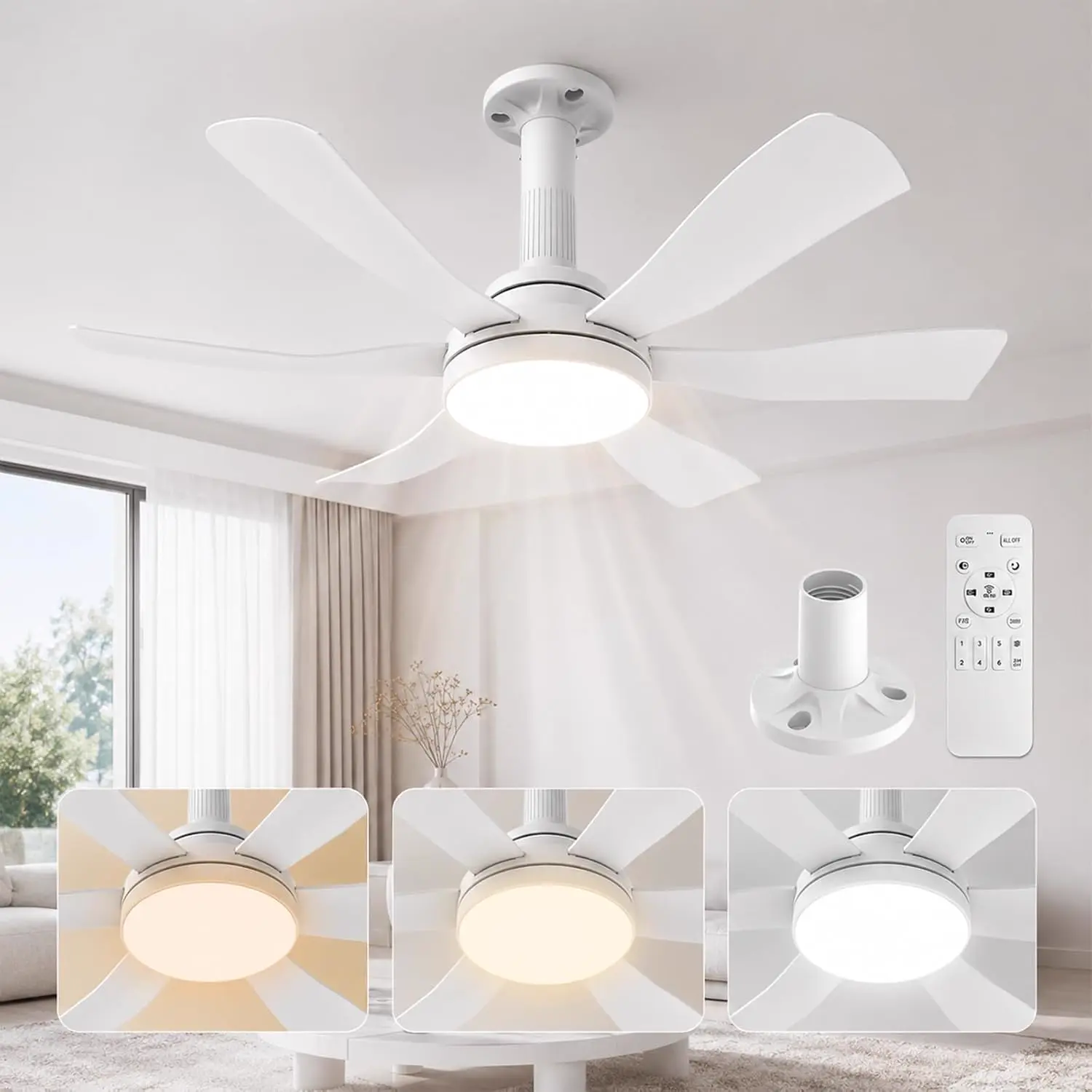 Hisummer 71cm Ventilateur de Plafond avec Lumière et