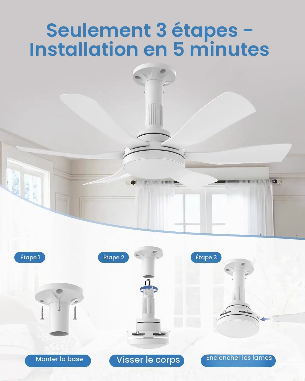 Hisummer 71cm Ventilateur de Plafond avec Lumière et vue 4