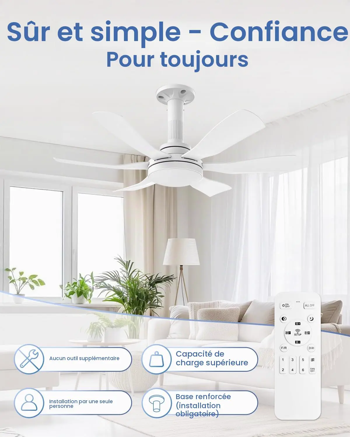 Hisummer 71cm Ventilateur de Plafond avec Lumière et vue 9