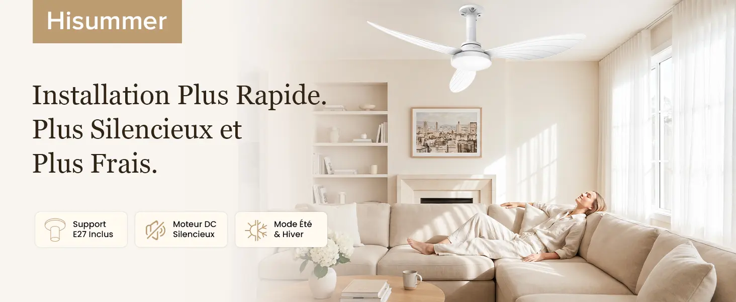 Hisummer 106cm Ventilateur Plafond avec Lumiere, Connexion E27 — contenu détaillé 1